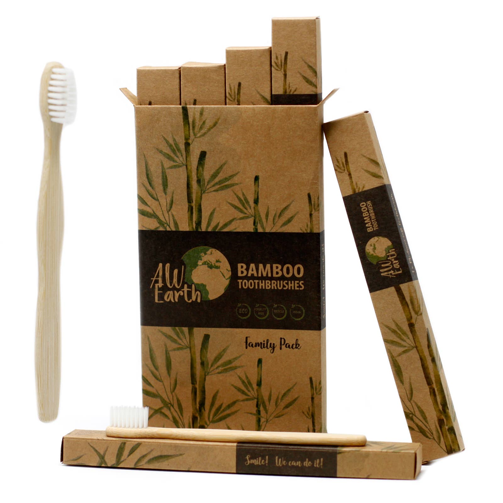 Earth Bamboo Toothbrushes - 4 Pack