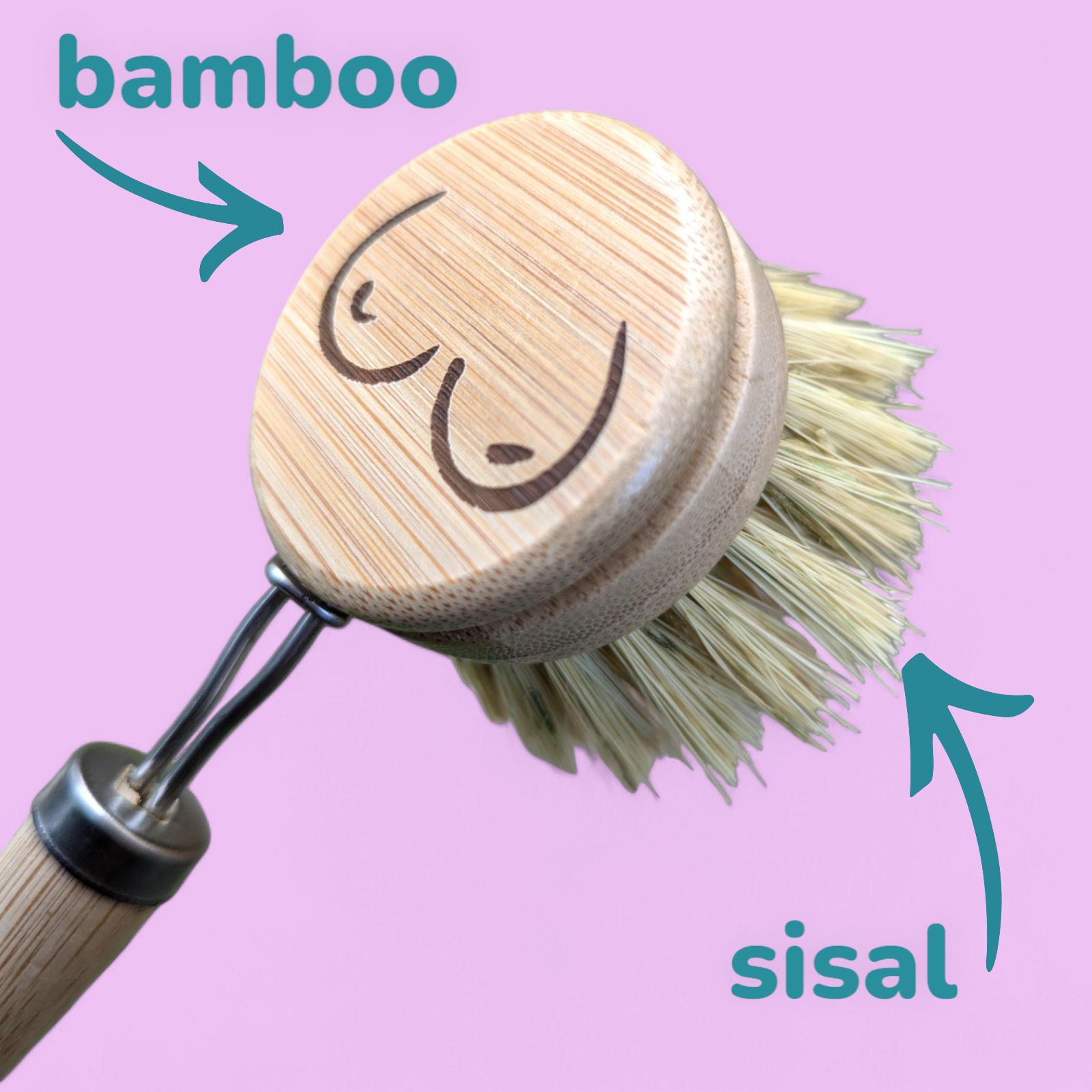 Breast Cancer Awareness Dish Brush, Bamboo Boob Design Brush