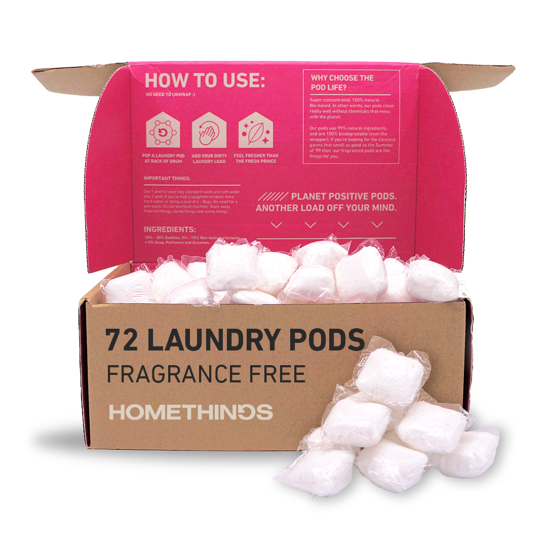 72 Eco Laundry Pods - Plastic Free - 100% Biodegradable - Fragranced free